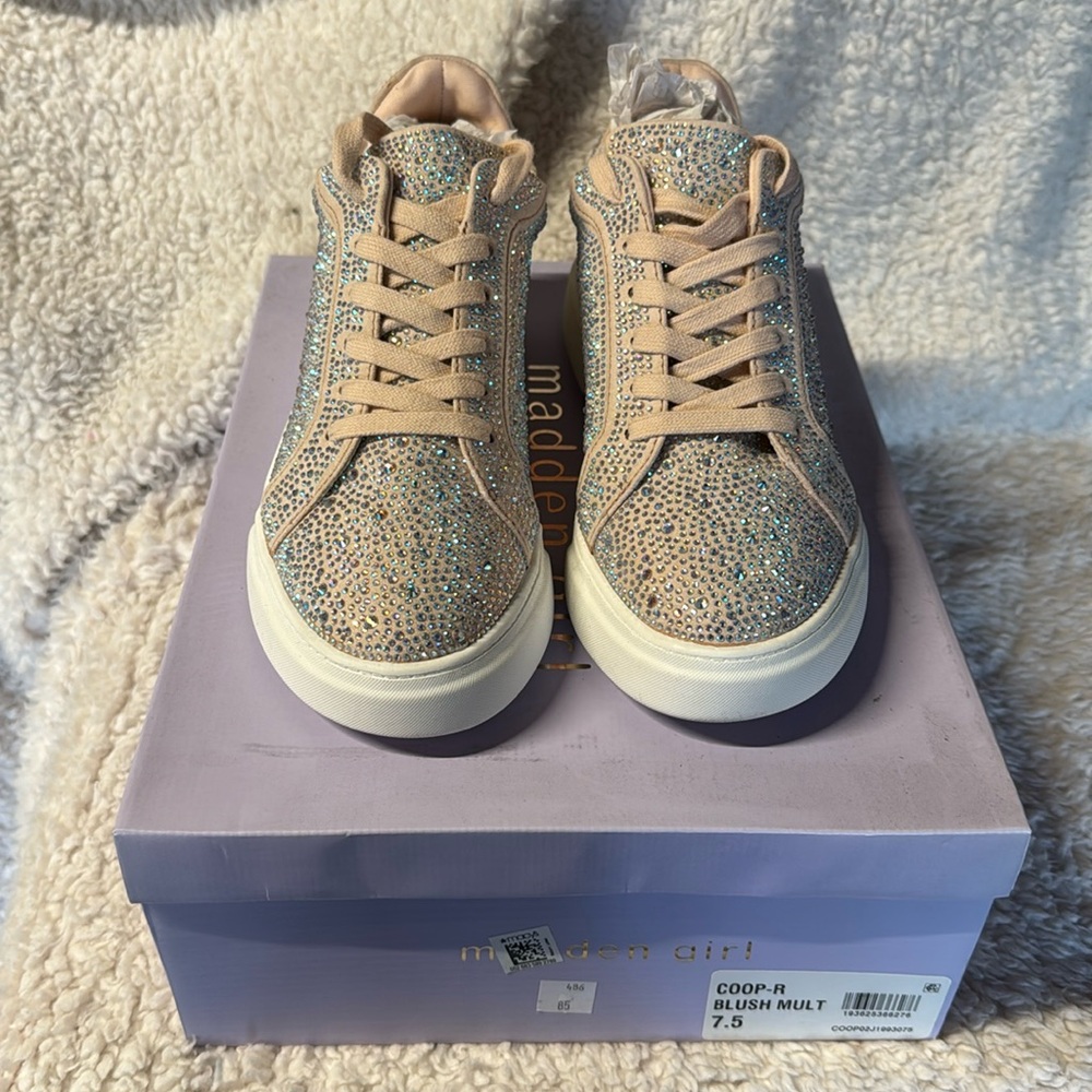 Madden Girl Blush Multi Rhinestone Platform Sneakers